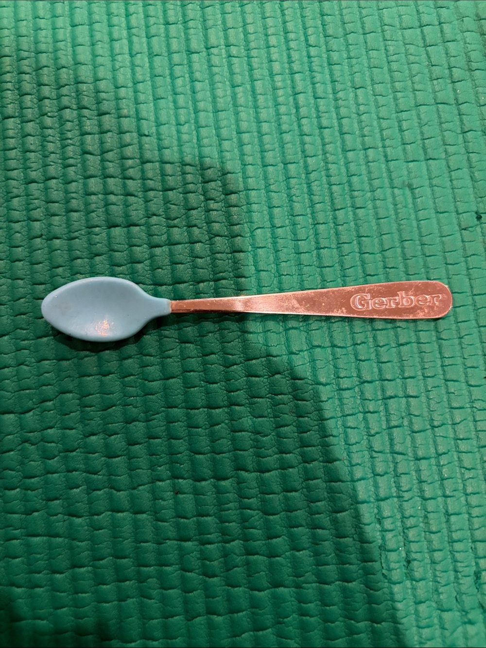 Vintage Gerber Stainless Handle Baby Spoon with Light Blue Silicone Tip